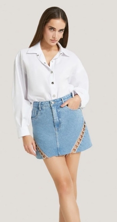 SAIA JEANS MORENA ROSA CURTA FIVE POCKETS COM RECORTE