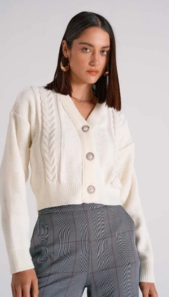 CARDIGAN IÓDICE TRICÔT LISO COM BOTÕES OFF WHITE