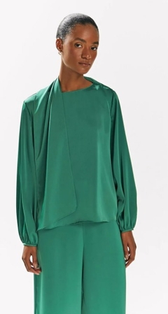 BLUSA IÓDICE DECOTE REDONDO MANGA LONGA COM FAIXA VERDE - comprar online