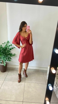 VESTIDO CURTO MANGA - MARSALA - BEM ME QUERO