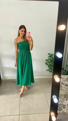 VESTIDO MIDI - ELASTEX - VERDE BANDEIRA na internet