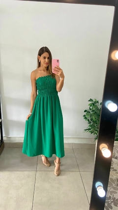 VESTIDO MIDI - ELASTEX - VERDE BANDEIRA