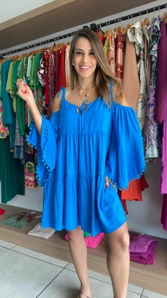 VESTIDO CURTO - BATA - AZUL - comprar online