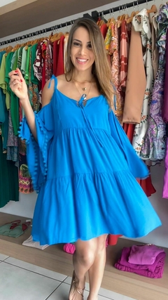 VESTIDO CURTO - BATA - AZUL na internet