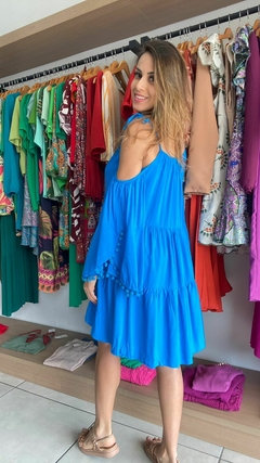 VESTIDO CURTO - BATA - AZUL - BEM ME QUERO