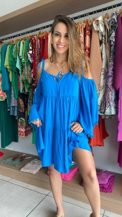 VESTIDO CURTO - BATA - AZUL