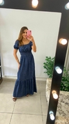 VESTIDO LONGO JEANS - MANGA - TOM ESCURO