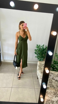 VESTIDO MIDI - COSTAS NUAS - VERDE MILITAR na internet