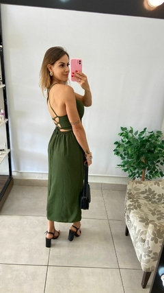 VESTIDO MIDI - COSTAS NUAS - VERDE MILITAR - BEM ME QUERO