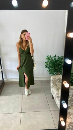 VESTIDO MIDI - COSTAS NUAS - VERDE MILITAR - comprar online