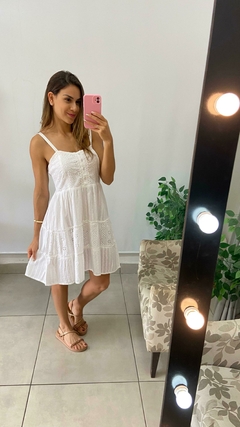 VESTIDO CURTO - INDIANO - ALÇA - BRANCO