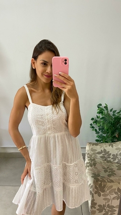 VESTIDO CURTO - INDIANO - ALÇA - BRANCO - BEM ME QUERO