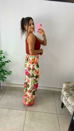 CALÇA PANTALONA ESTAMPADA - BEM ME QUERO