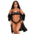 Conjunto Lingerie Feminina Renda Transparente Com Robe Sexy - loja online