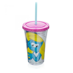 COPO COM CANUDO E GLITTER SMURFS - comprar online