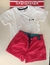 Conjunto MENINO MINI Bermuda Vermelha e Blusa Branca - 105001