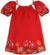 Vestido MENINA TEEN Vermelho Flores Barrada Ombro - 83631 - comprar online