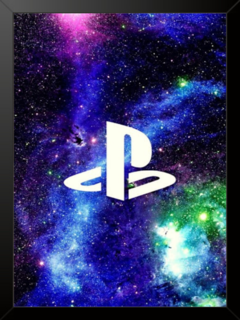 Quadro Moldura PlayStation Galaxy Logo Geek Nerd Game, Theme