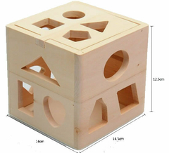 Cubo de madera con figuras - comprar en línea