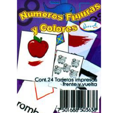 Tarjetas números, figuras y colores