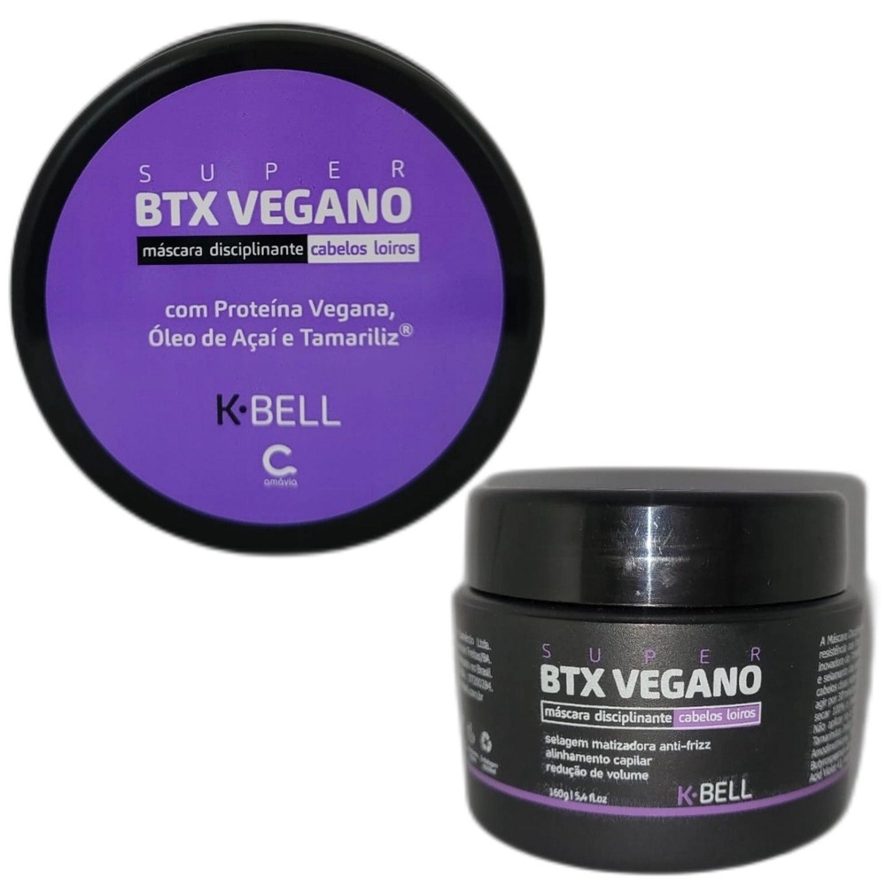 Super BTX Vegano Máscara Disciplinante Cabelos Loiros K-Bell Amávia 160g