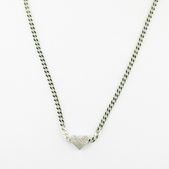 Choker Coração Cravejado Ródio Branco - loja online