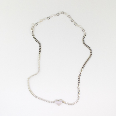 Choker Coração Cravejado Ródio Branco - comprar online