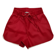 SHORTS INFANTIL FEMININO, COURO ECOLÓGICO CORES VERMELHO OU PRETO REF 5948