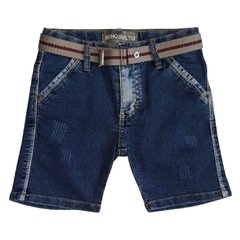 BERMUDA INFANTIL MASCULINA, JEANS ESTONADO E COM CINTO - BICHO SOLTO Ref. 13403