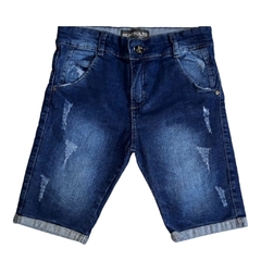 BERMUDA INFANTIL MASCULINO, JEANS AZUL ESTONADO E DESTROYED Ref. 187206