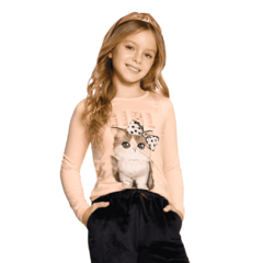 Blusa Infantil Menina, Cat Salmão Ref. 61620 - MMary Kids Roupas Infantis