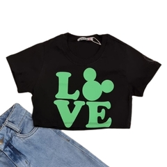 Camiseta Infantil Feminina, Cropped Moda Casual 'LOVE' - Ref. 6006-08-PT LOVE