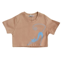 Camiseta Infantil Feminina, Cropped Moda Casual 'GATA AZUL' - Ref. 6006-10-R0SÉ