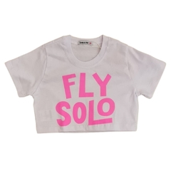 Camiseta Infantil Feminina, Blusa Cropped Leve Soltinha Moda Casual 'FLY SOLO' - Ref. 6006-10-BR FLY - comprar online