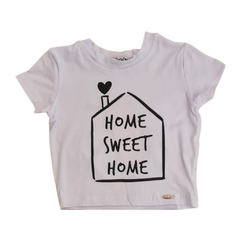 T-Shirt infantil feminina, branca 'Home Sweet Home' - Ref. 5887-06-BR - comprar online