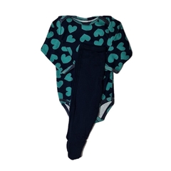 Conjunto body bebê, azul coração verde c/ pezinhos - Ref. 94.03006VD na internet