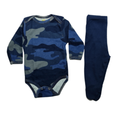 Conjunto body, camuflado azul e calça c/ pezinhos - Ref. 940.03006 - MMary Kids Roupas Infantis