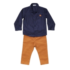 Conjunto infantil masculino, calça sarja e camisa mangas longas - Ref. 31919A na internet