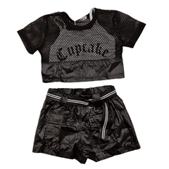 CONJUNTO INFANTIL FEMININO, SHORTS E BLUSA QUEBRA VENTO REF 5995