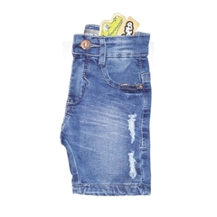 Imagem do Bermuda infantil masculina, jeans estonado destroyed - Ref. 13202