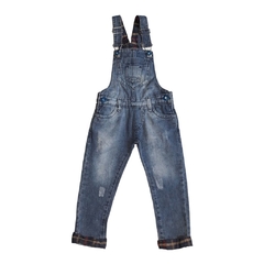 JARDINEIRA INFANTIL MENINA, JEANS AZUL ESTONADO E DESTROYED Ref. 2000302 - loja online