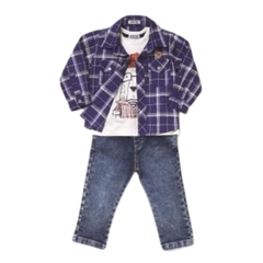 Conjunto Infantil Masculino, Calça Jeans e Camisa Xadrez Ref. 31907