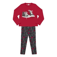 Conjunto Infantil Feminino, Moletom Infantil Menina Fashion Vermelho - Alakazoo Ref. 11376