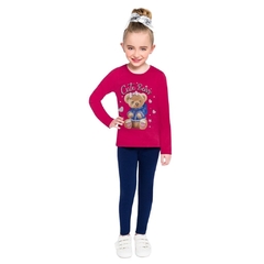 Conjunto Infantil Feminino, Menina Cute Bear Pink Ref. 53938