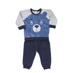 Conjunto infantil masculino, calça marinho e blusa mescla de moletom - Ref. 31909 - comprar online