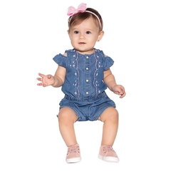 Macacão Bebê Menina, jeans curto Ref. 10575 na internet