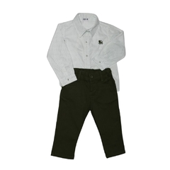 Conjunto infantil masculino, calça sarja e camisa mangas longas - Ref. 31926A