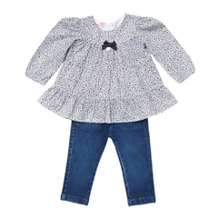 Conjunto infantil feminino, calça jeans e blusa estampada - Ref. 11917 na internet