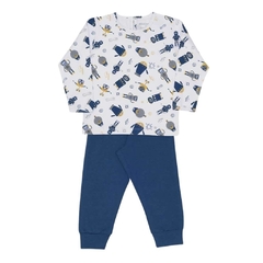 Pijama infantil masculino, estampado robôs de algodão e modal - Ref. 21665