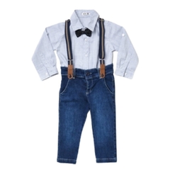 Conjunto infantil masculino, calça jeans e camisa xadrez - Ref. 31904